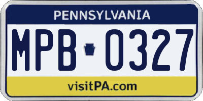 PA license plate MPB0327