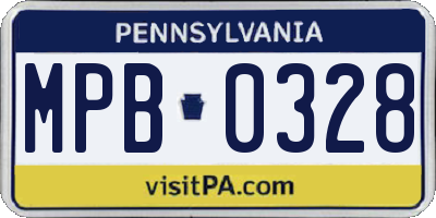 PA license plate MPB0328