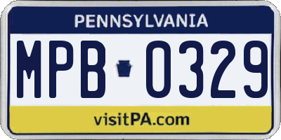 PA license plate MPB0329