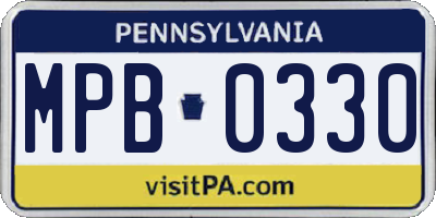 PA license plate MPB0330