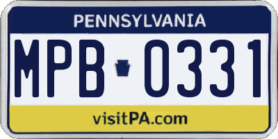 PA license plate MPB0331