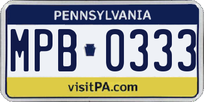 PA license plate MPB0333