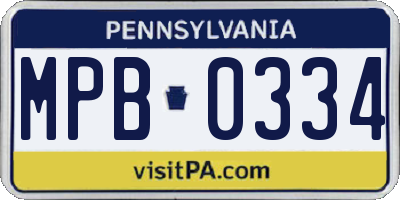 PA license plate MPB0334
