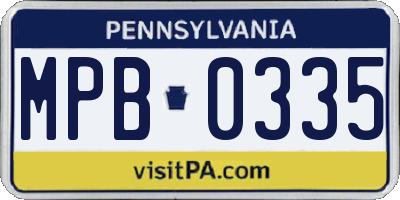 PA license plate MPB0335