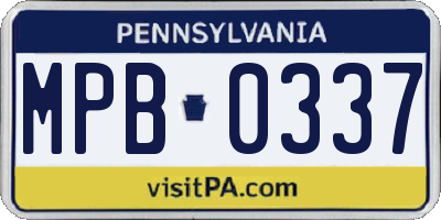 PA license plate MPB0337