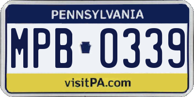 PA license plate MPB0339