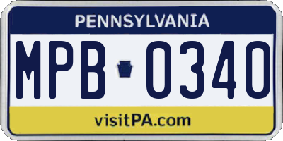 PA license plate MPB0340