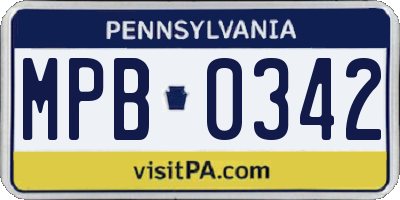 PA license plate MPB0342