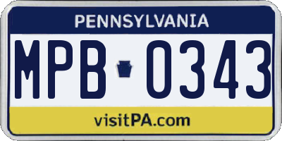 PA license plate MPB0343
