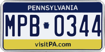 PA license plate MPB0344