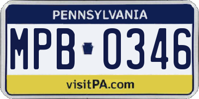 PA license plate MPB0346