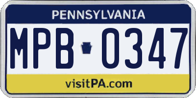 PA license plate MPB0347