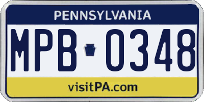 PA license plate MPB0348