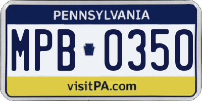 PA license plate MPB0350