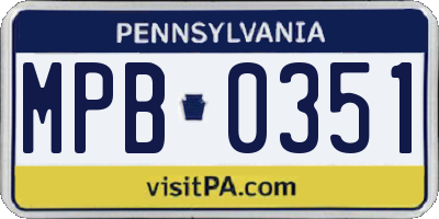 PA license plate MPB0351