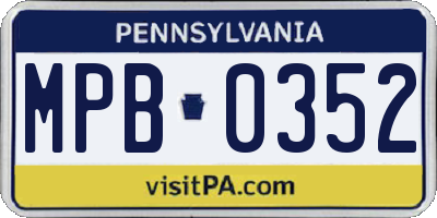 PA license plate MPB0352