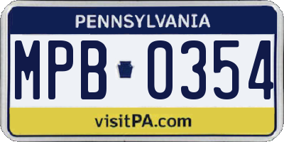 PA license plate MPB0354