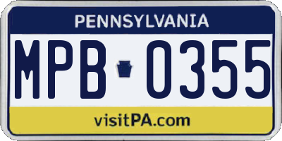 PA license plate MPB0355