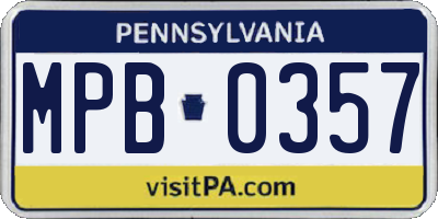 PA license plate MPB0357