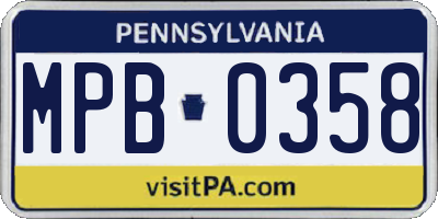 PA license plate MPB0358