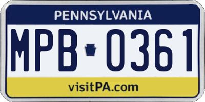 PA license plate MPB0361