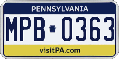 PA license plate MPB0363