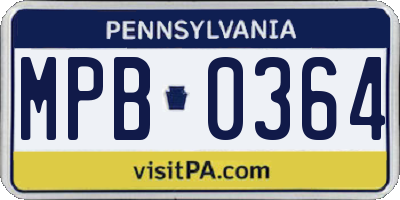 PA license plate MPB0364