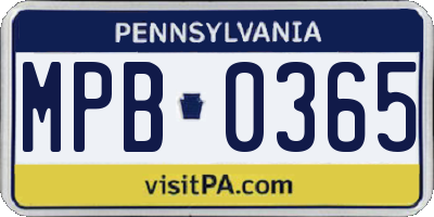 PA license plate MPB0365