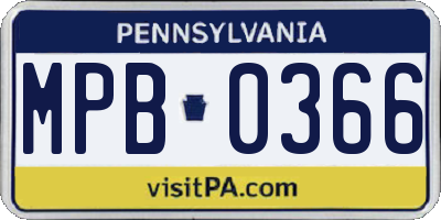 PA license plate MPB0366