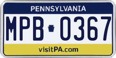 PA license plate MPB0367