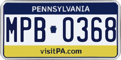 PA license plate MPB0368