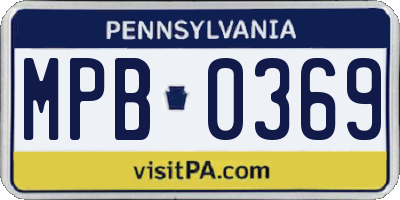 PA license plate MPB0369