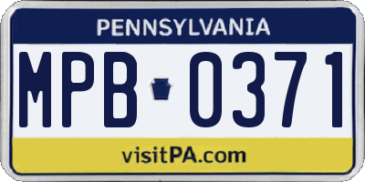 PA license plate MPB0371