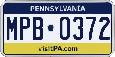 PA license plate MPB0372