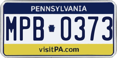 PA license plate MPB0373