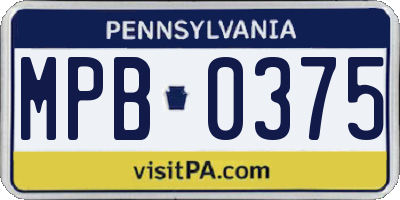 PA license plate MPB0375
