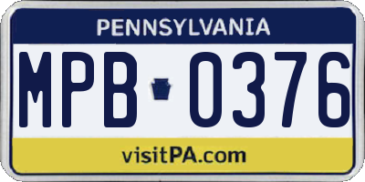 PA license plate MPB0376