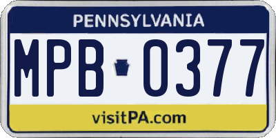 PA license plate MPB0377