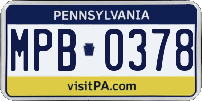 PA license plate MPB0378