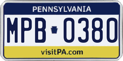 PA license plate MPB0380