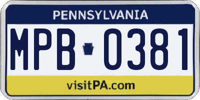 PA license plate MPB0381