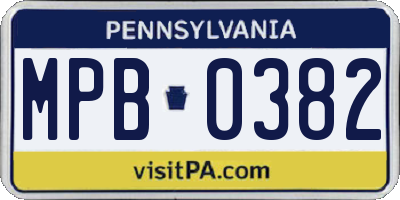 PA license plate MPB0382