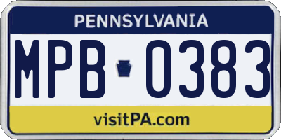 PA license plate MPB0383