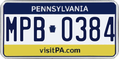 PA license plate MPB0384