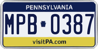 PA license plate MPB0387