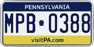 PA license plate MPB0388