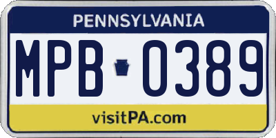 PA license plate MPB0389