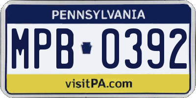 PA license plate MPB0392