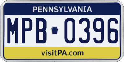 PA license plate MPB0396