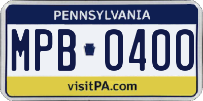 PA license plate MPB0400